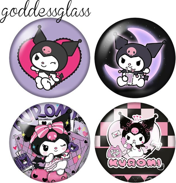 MINISO Fotoglas-Cabochons, Kuromi Magic Melody, Lila, 12mm/18mm/20mm - Bild 1