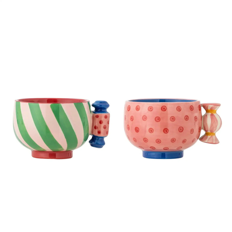 Bloomingville Caramella Keramik Becher Set aus 2 Stück in Rose und Multicolour - Bild 1