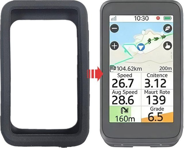 BiNavi Air GPS Fahrradcomputer Silikon-Schutzhülle mit weichen Kanten und Displayschutzfolie in Schwarz - Bild 1