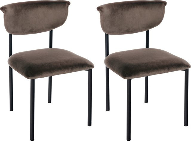 CLP 2er Set Esszimmerstuhl Gambell aus Samt mit Rückenlehne, modern gestaltete Küchenstühle bis 130 kg belastbar - Bild 1