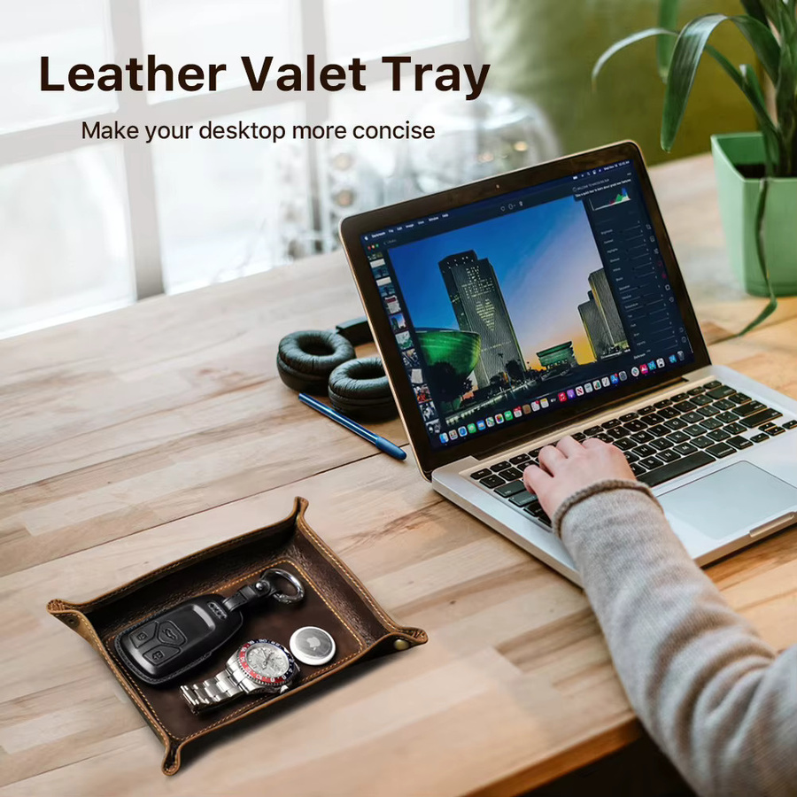 Faltbarer Ablage-Organizer aus braunem Crazy-Horse-Leder für Kosmetik, Schmuck und Kleinteile - Bild 2