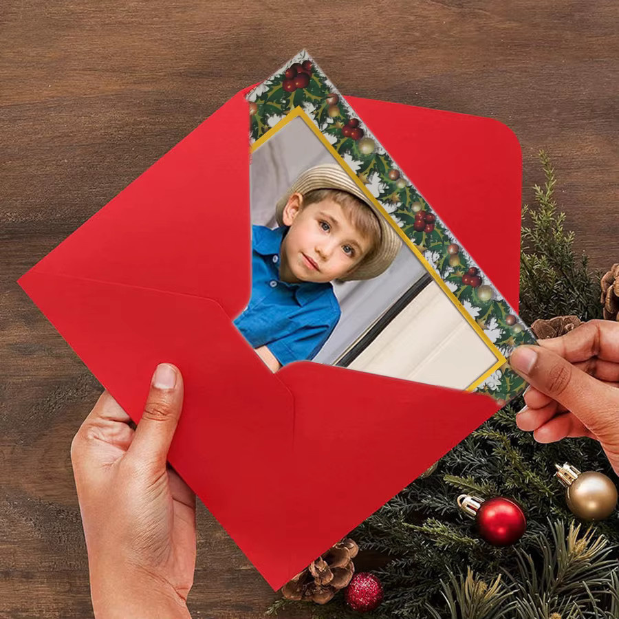 Fotorahmenkarten mit roten Umschlägen für Hochzeiten, Weihnachten und Feiertage, Rechteckig, B/H: 10 x 15 cm - Bild 2