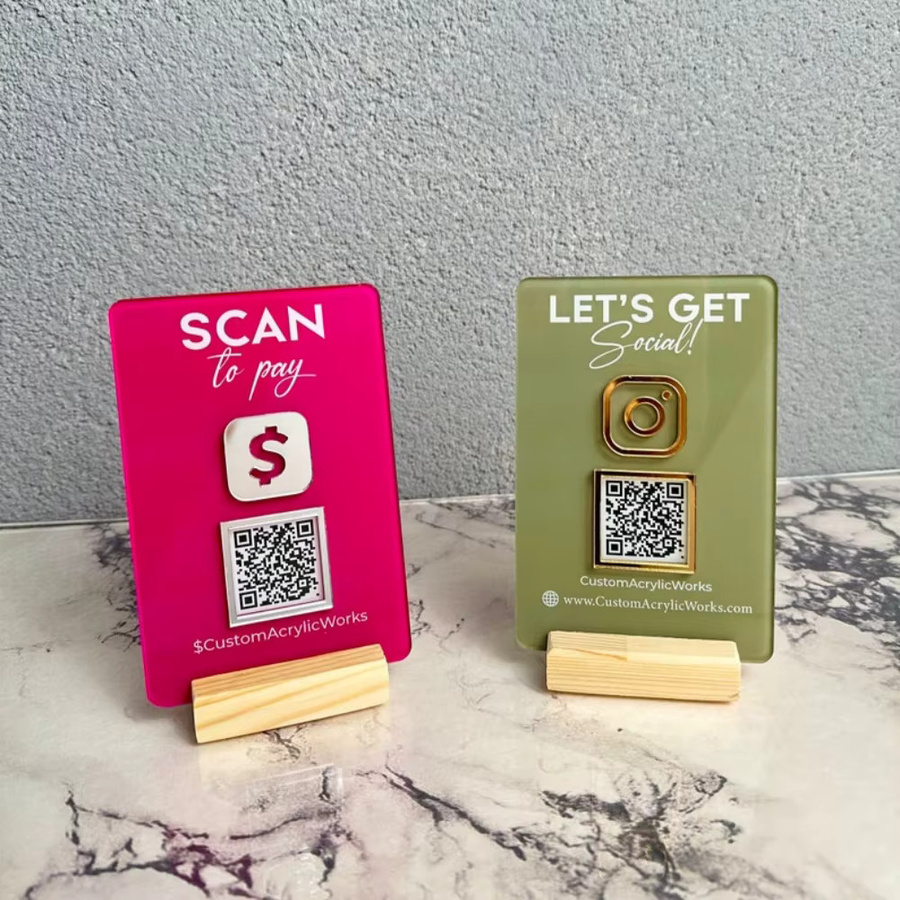 RetroGem Individueller QR-Code-Aufsteller mit NFC-Funktion und personalisiertem Logo in Multicolour - Bild 1