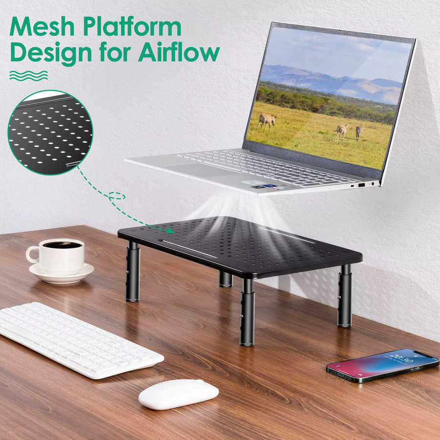 BEISHI Monitorständer für den Schreibtisch, Einstellbares Monitor Rack für PC und Bildschirm, in Schwarz oder Beige - Bild 3