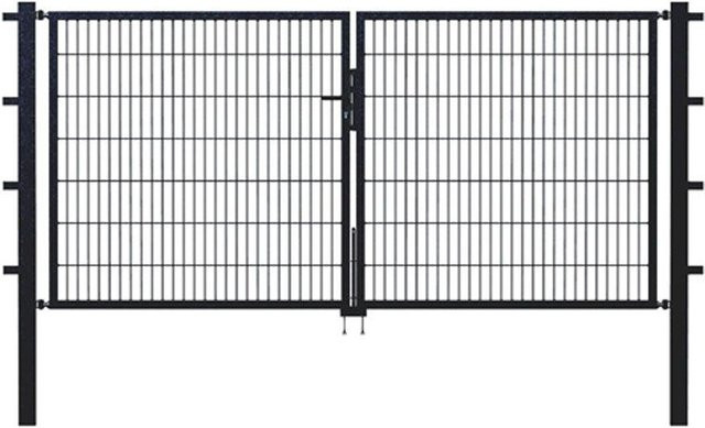 GAH ALBERTS Doppeltor Flexo für Doppelstabmattenzaun in Anthrazit Schwarz B: 300 cm, H: 160 cm - Bild 1