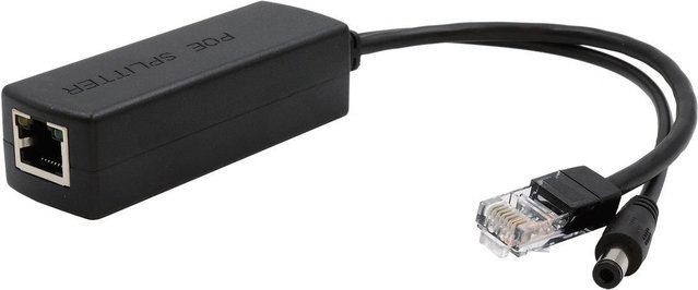 Exsys Ethernet PoE+ Splitter 10/100Mbps 802.3at 12VDC/2A/24W Schwarz EX-60320 - Bild 1