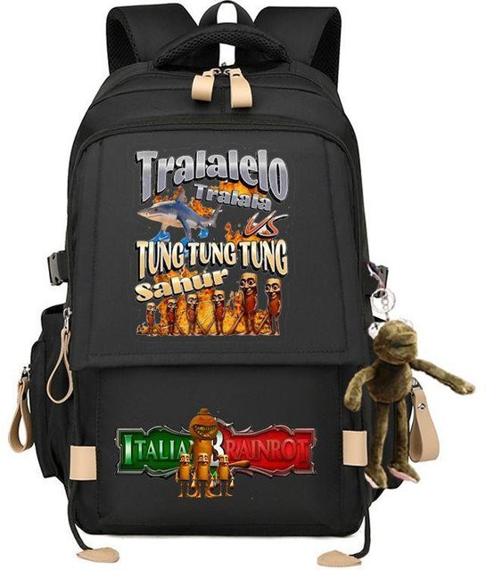 3-teiliges Schulrucksack-Set in Schwarz aus Oxford-Stoff mit großem Fassungsvermögen inklusive Federmäppchen und Schultergurt - Bild 1