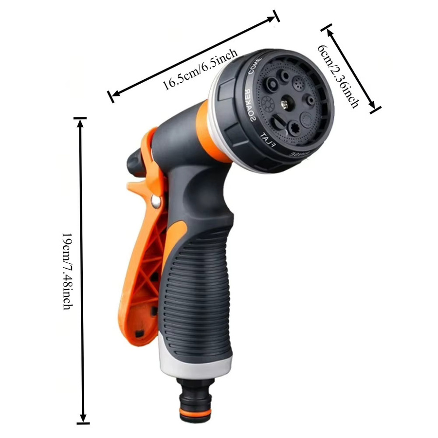 Garden Bewässerungspistole mit 8 Modi in Orange-Schwarz für Pflanzen und Rasen - Bild 6