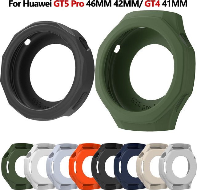 CAOWTAN Uhren-Schutzhülle Silikon, Schwarz, Huawei GT5 Pro 42mm 46mm GT4 41mm - Bild 1