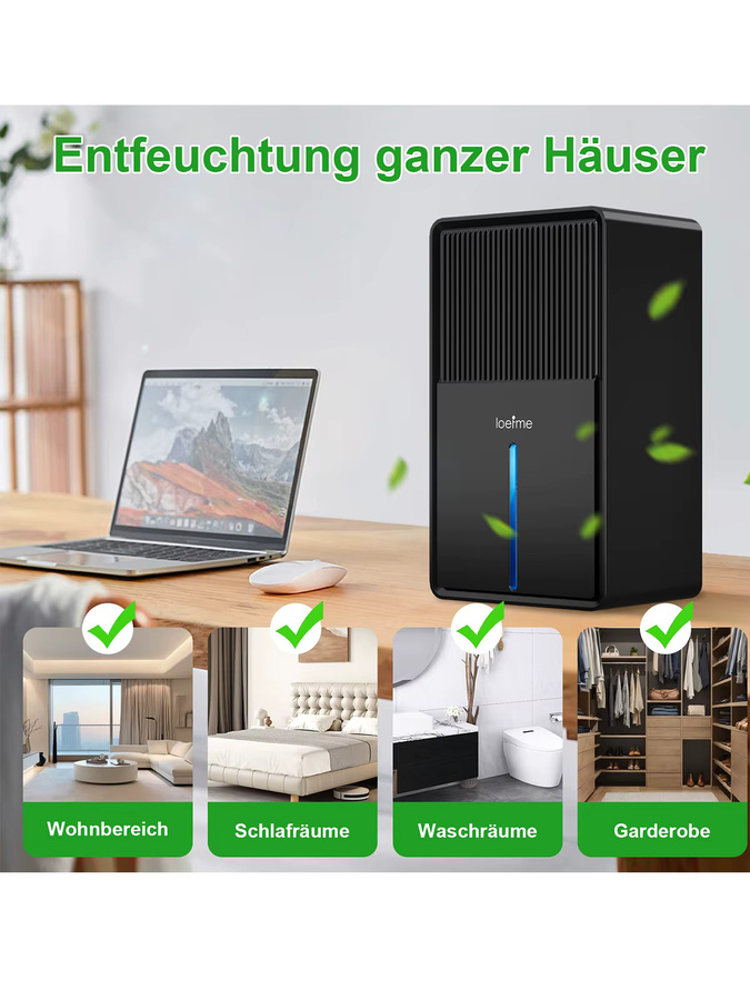 Loefme Luftentfeuchter Schwarz mit 3000 ml Kapazität, Schlafmodus und 24-Stunden-Timer - Bild 7
