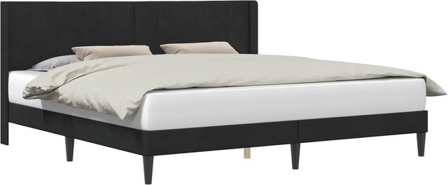 vidaXL Bettrahmen mit Kopfteil aus Samt in Schwarz, B/T/H: 200 x 200 x 102 cm - Bild 1