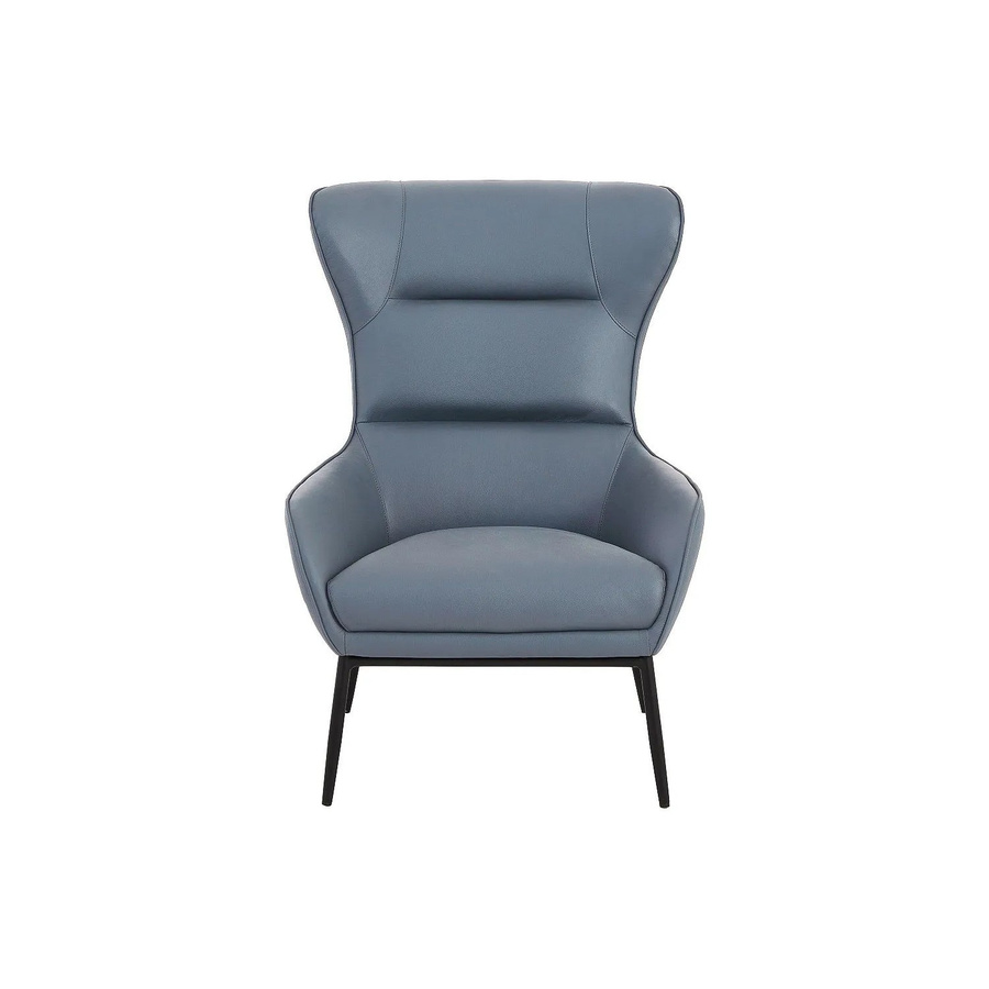 Vente-unique Sessel Dinnia mit gerader Rückenlehne und Armlehnen aus grauem Büffelleder und Metallgestell, Höhe: 69 cm - Bild 2