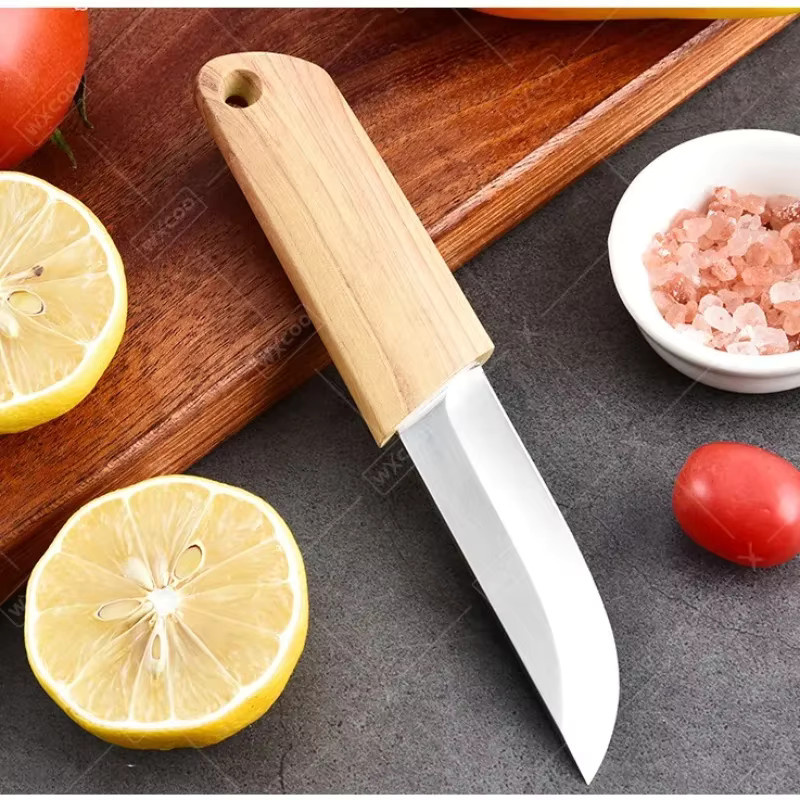WXCOO Obstmesser aus Edelstahl mit Schutzhülle und Holzgriff als multifunktionales Küchenmesser zum Fleischschneiden - Bild 3
