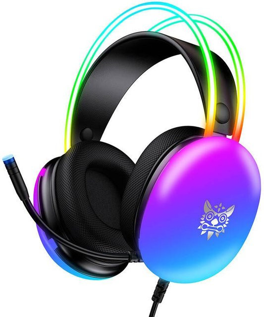 Onikuma X25 Gaming-Headset Over-Ear mit RGB-Beleuchtung und Mikrofon mit Geräuschunterdrückung in Schwarz - Bild 2