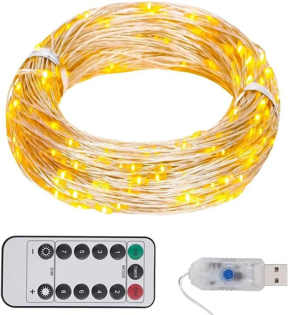 vidaXL LED-Lichterkette mit 300 LEDs in Warmweiß und Kupfer für Garten, Innenbereich und Außenbereich mit Fernbedienung und USB-Anschluss, 30 m - Bild 1