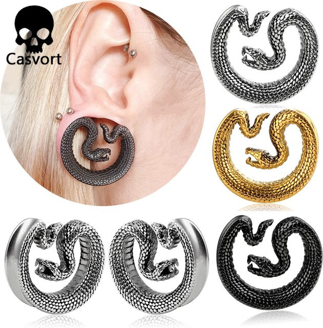 Casvort Ohr Gauges Saddle Plugs, Edelstahl, Silber, Unisex - Bild 1