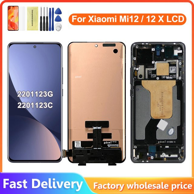 Xiaomi Mi 12 LCD Display mit 6,28 Zoll Touchscreen Digitizer Montage inklusive Rahmen in Schwarz für Mi 12X 2112123 AC-Bildschirm - Bild 1