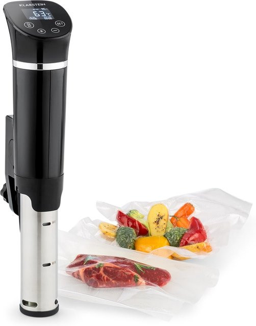 Klarstein Quickstick Flex Sous-Vide Stick mit 1300W und 3D-Zirkulation, Temperatur 0-95 °C, IPX7, Timer, Silber Schwarz - Bild 1