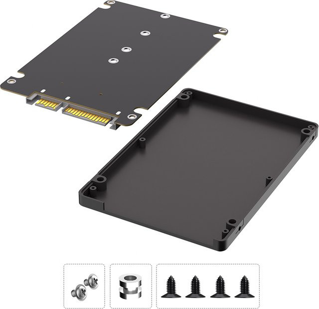 VODOOL M.2 NGFF B-Key zu 2,5 Zoll SATA III SSD Adapter Gehäuse, Schwarz - Bild 1
