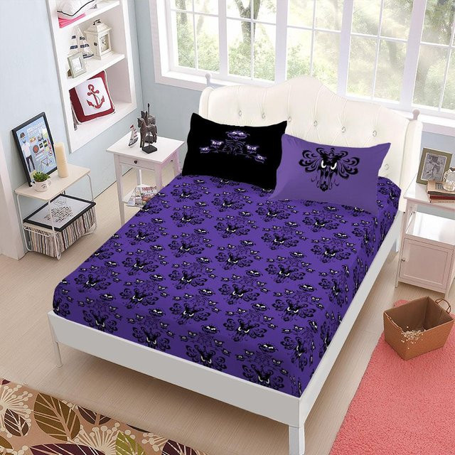 JMG Household Supplies Bettwäsche Set mit Gothic Spukfledermäuse Muster in Lila, Microfaser, B/T/H: 90 x 200 x 27 cm - Bild 1