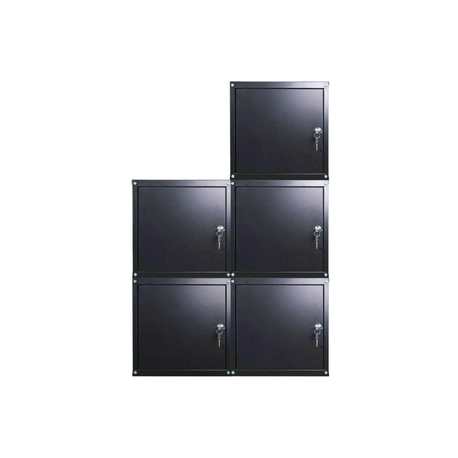 PROREGAL Cubic Schließfachwürfel Set aus Stahlblech, 5 Stück, Schwarz, H x B x T: 35 x 35 x 35 cm - Bild 2