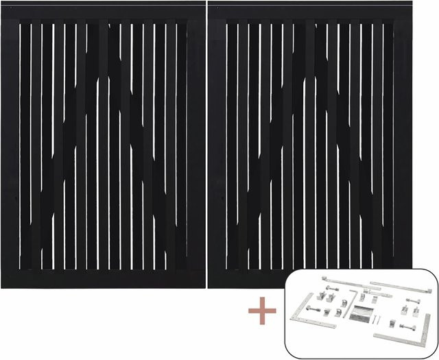 Plus Doppeltor Nagano aus Nadelholz in Schwarz, B: 140 cm, H: 200 cm - Bild 1