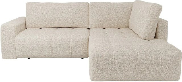 Vente-unique Sofa Loriona in Beige, L-Form aus Bouclé-Stoff ohne Schlaffunktion, Breite: 275 cm, Tiefe: 205 cm, Höhe: 90 cm - Bild 1