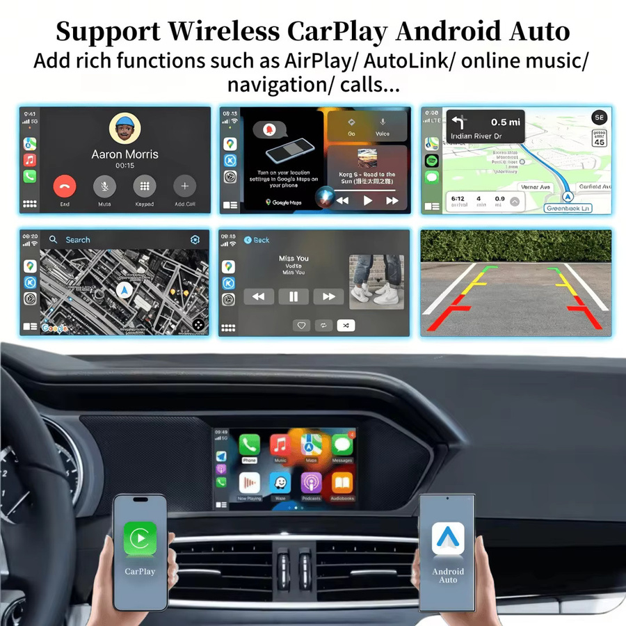 BONROAD Kabelloses CarPlay und Android Auto Navigationsmodul für Mercedes Benz A B C E Klasse GLA CLA GLC GLK NTG4.5 NTG4.7 NTG5.0 in Schwarz mit Wi-Fi und Bluetooth - Bild 2