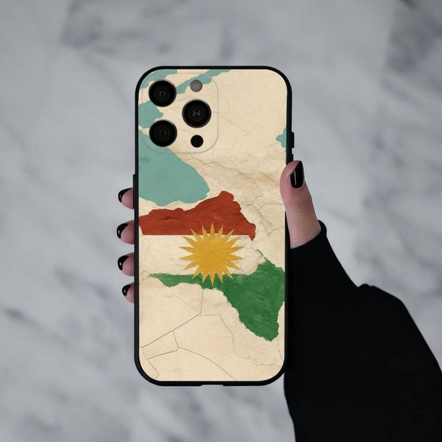 Mart43-1 Handyhülle mit Kurdistan Flagge in Schwarz für iPhone 17 Pro, 16, 15, 14, 13, 12, 11, XR und Plus Modelle - Bild 1