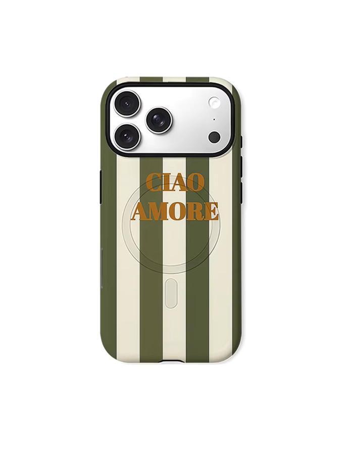 CaseChic Schutzhülle CIAO AMORE für iPhone 17 16 15 14 Plus Pro Max mit MagSafe und mattem Bumper in Khaki - Bild 6