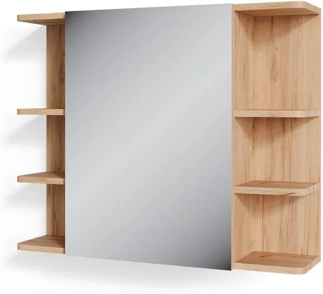 Vicco Badspiegelschrank Fynn Wandspiegel in Eiche und Grün mit Goldakzenten, Breite: 80 cm, Höhe: 64 cm - Bild 1