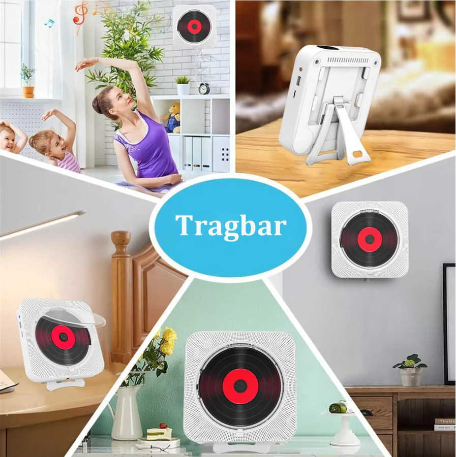 Bytelike CD Multimedia Player mit Bluetooth 5.0, FM-Radio, USB/TF-Anschluss und Timer-Schaltung, wiederaufladbar, in Pink oder Weiß - Bild 4