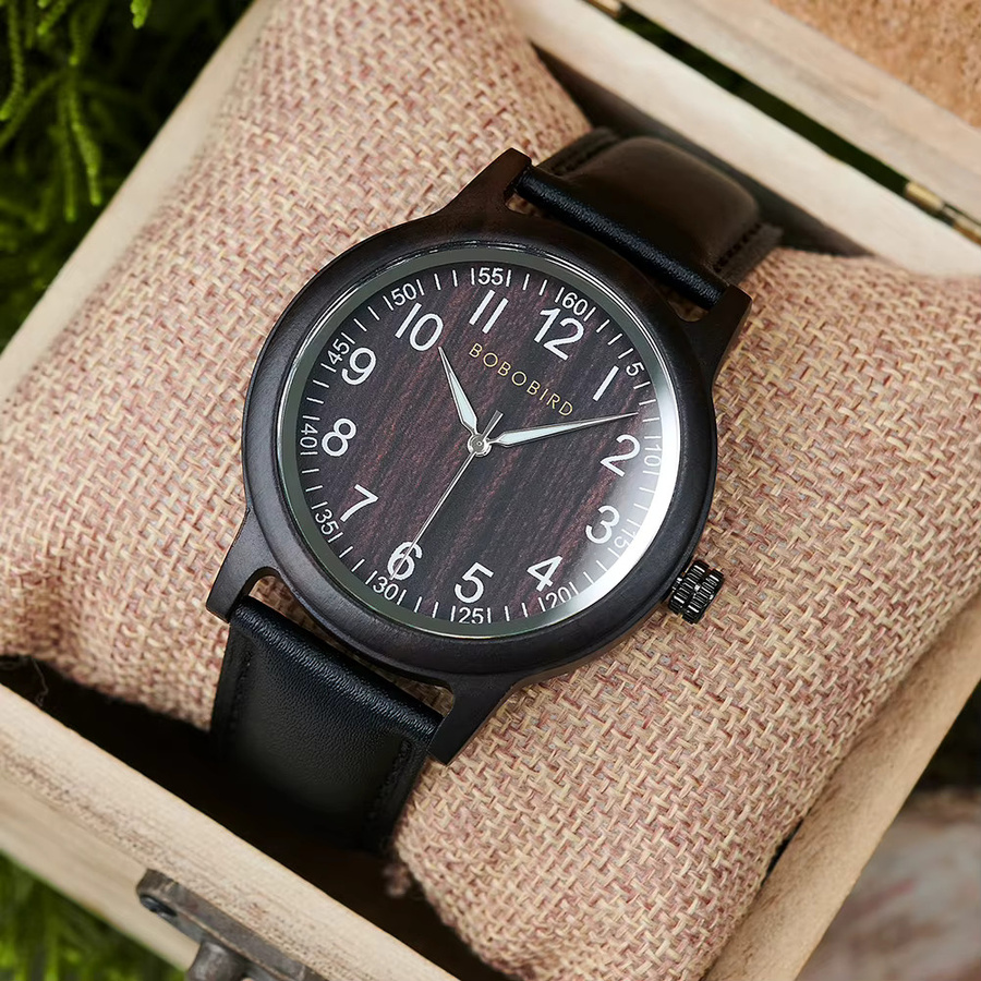 BOBOBIRD Uhren-Set, Quarz, Holz, Schwarz, Unisex - Bild 2
