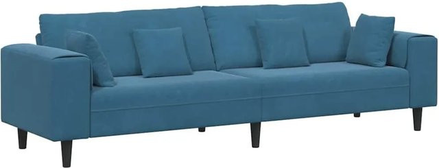 vidaXL Sofa aus Samt mit Kissen in Blau, B/T/H: 250 x 77 x 76 cm - Bild 1