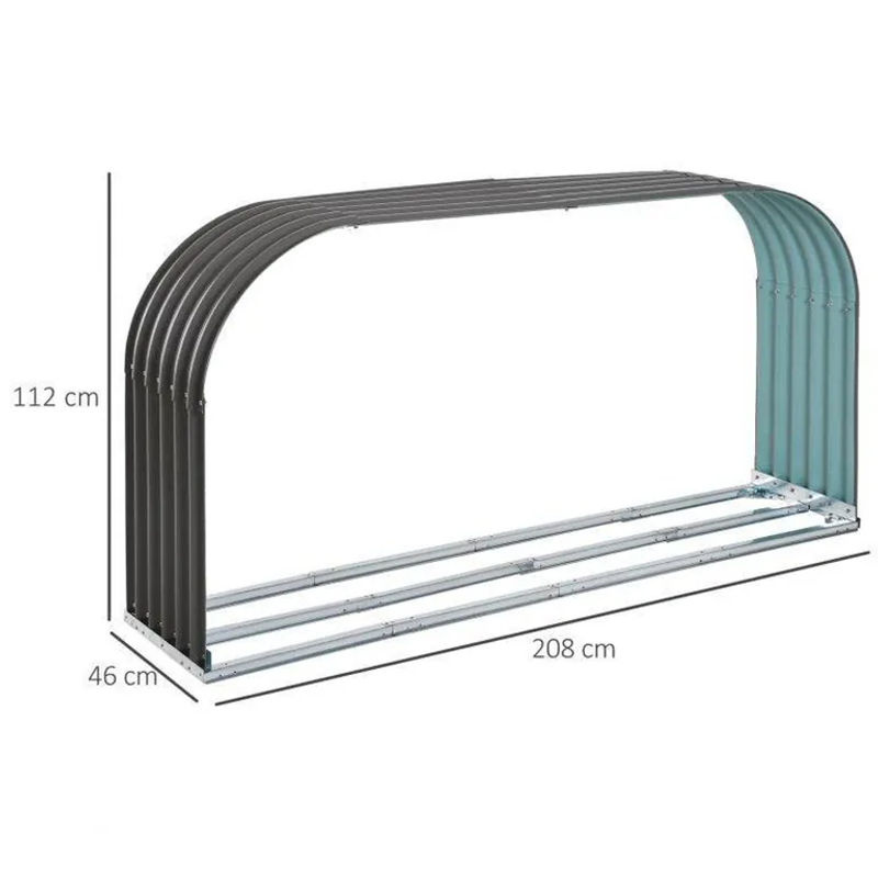 Outsunny Kaminholzständer aus Metall in Grau mit Rückwand für Garten und Terrasse, B/T/H: 46 x 46 x 112 cm - Bild 2