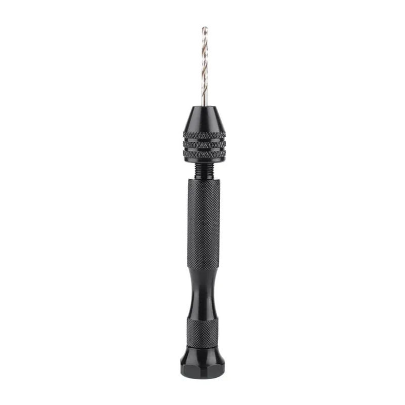 Fishine Mini Aluminium Handbohrer mit schlüssellosem Bohrfutter und 10 Spiralbohrer Bits in Schwarz - Bild 2