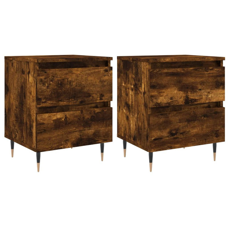 Vidaxl Nachttische im 2er-Set aus Holzwerkstoff in Räuchereiche Braun im Retro-Design, B/T/H: 40 x 35 x 50 cm - Bild 5