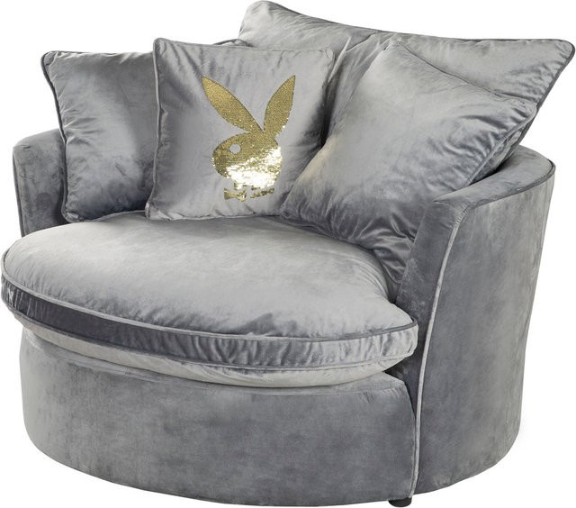 PLAYBOY Drehsessel Eloise in Anthrazit aus Samt mit 4 Kissen, B/T/H: 110 x 88 x 45 cm - Bild 1