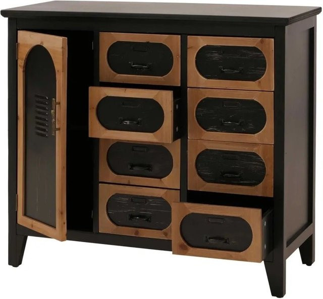 Apothekerkommode MCW-O63 im Vintage Shabby Industrial Design, Farbe Schwarz, B/T/H: 80 x 40 x 91 cm - Bild 2