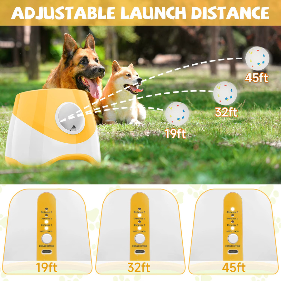 HGTUGO Automatischer Tennisballwerfer, Jagdspielzeug, USB-aufladbar, mit 3 Tennisbällen - Bild 2
