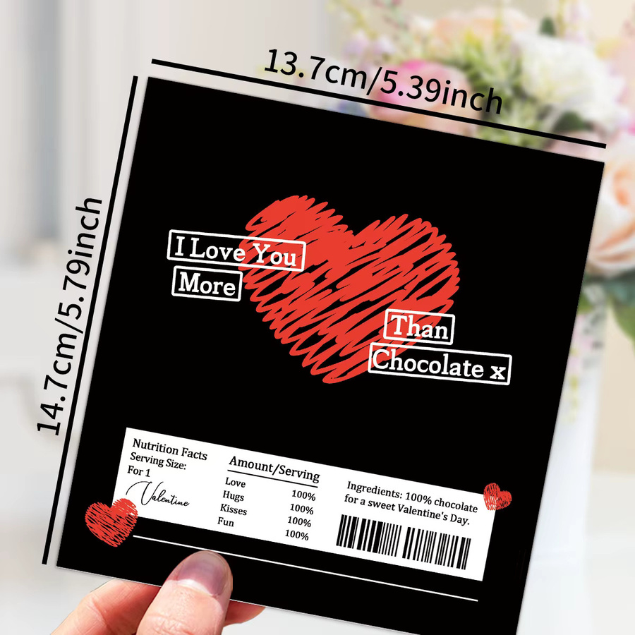 10 Stück Schokoriegel und Süßigkeitenverpackungen mit handgezeichnetem Herz-Design für Valentinstag und Jubiläen - Bild 2
