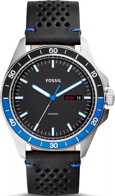 Fossil Armbanduhr, Quarz, Leder, Schwarz, 44 mm, Herren - Bild 1