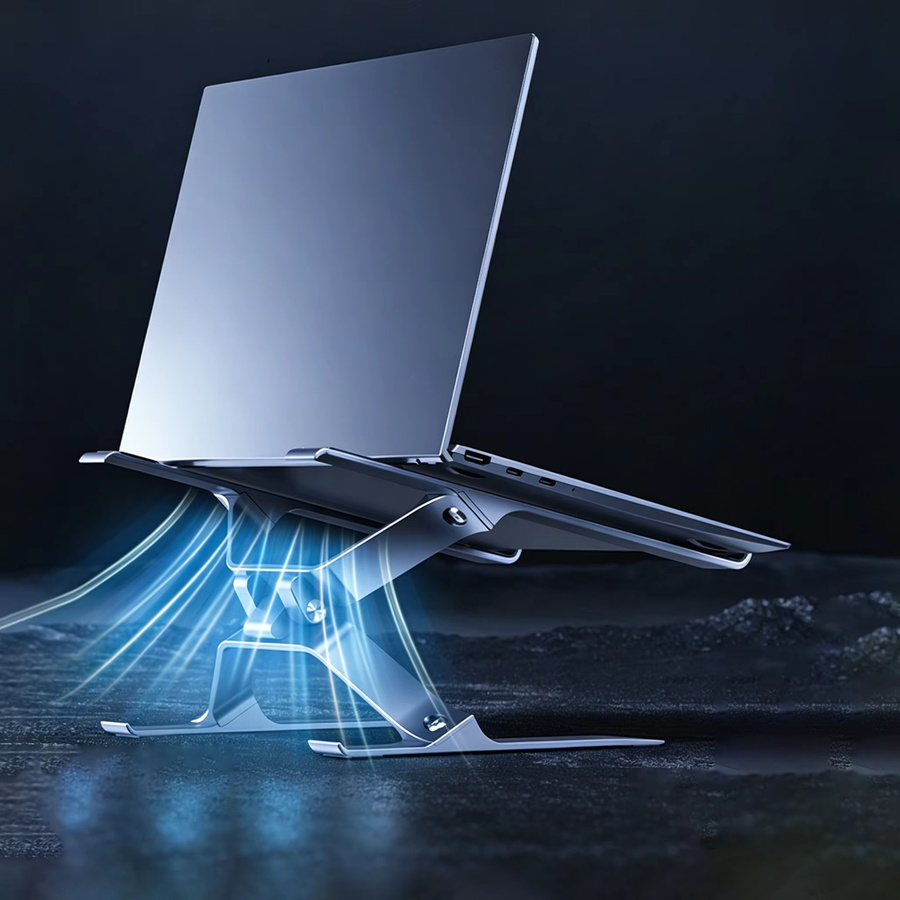 Boneruy P70 Transformers Laptop-Ständer aus Aluminiumlegierung in Grau/Silber, höhenverstellbare und faltbare Laptop-Kühlbasis mit vertikaler Aufhängung - Bild 2