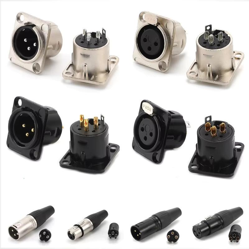 JCD XLR Audio Adapter Set mit männlichem Stecker und weiblicher Buchse in Silber für professionelle Mikrofonkabel (3/4/5-polig) - Bild 2