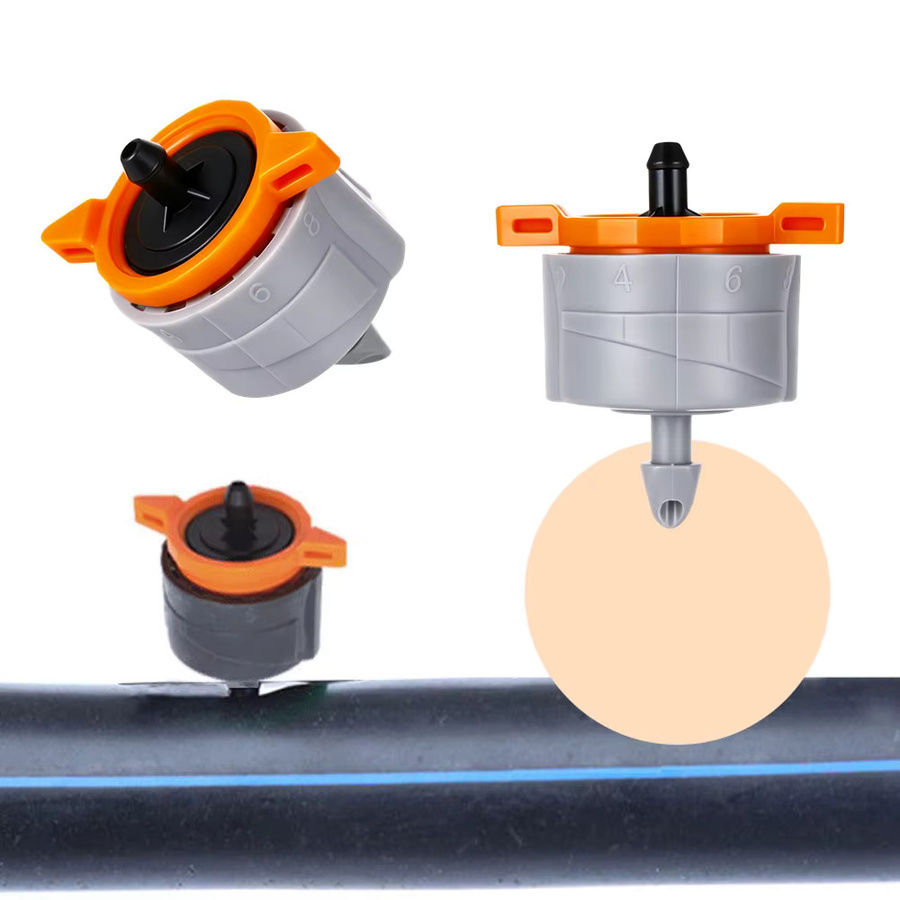 20 Stück Adhere To Fly Einstellbare Druckkompensierende Tropfer 1/4 Zoll mit Widerhaken für Mikrobewässerung im Garten und Gewächshaus mit 10 L/H - Bild 3