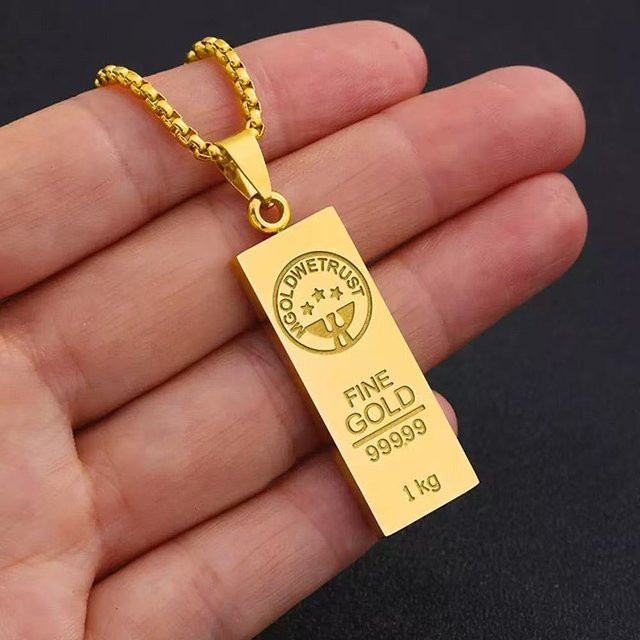 CYTUPR Halskette Edelstahl, Gold, Streifenanhänger, Unisex - Bild 1