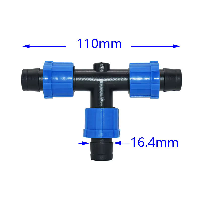 5er Set Bewässerungs-Anschlüsse für 16mm Tropfbänder mit T-Stücken, Ellenbogen und Endstücken zur Reparatur und Installation - Bild 2