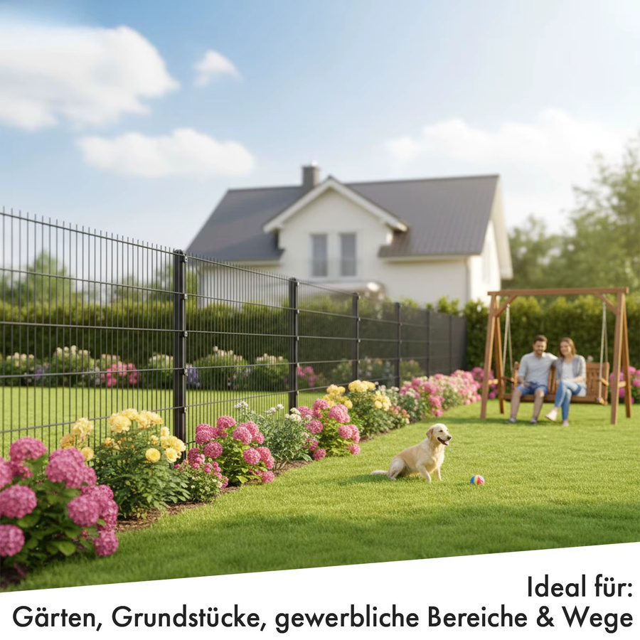 Floordirekt Doppelstabmattenzaun LIMES aus Stahl in Anthrazit, Höhe: 80 cm - Bild 5