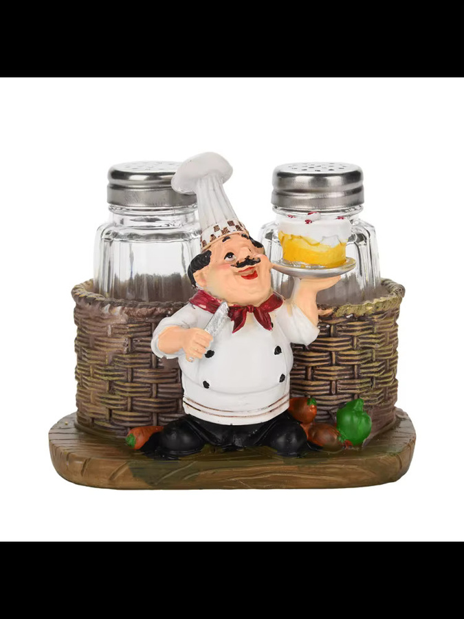 TOPINCN Kochstatue als Salz- und Pfefferflaschenhalter aus Kunstharz in Mehrfarbig für deine Küche und Dekoration - Bild 3