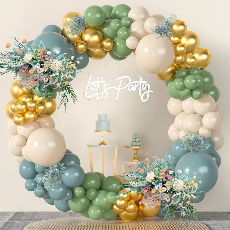 157-teiliges Latex-Ballon-Set in Blau, Grün und Weiß für deine Geburtstags-, Hochzeits- oder Valentinstags-Dekoration - Bild 3